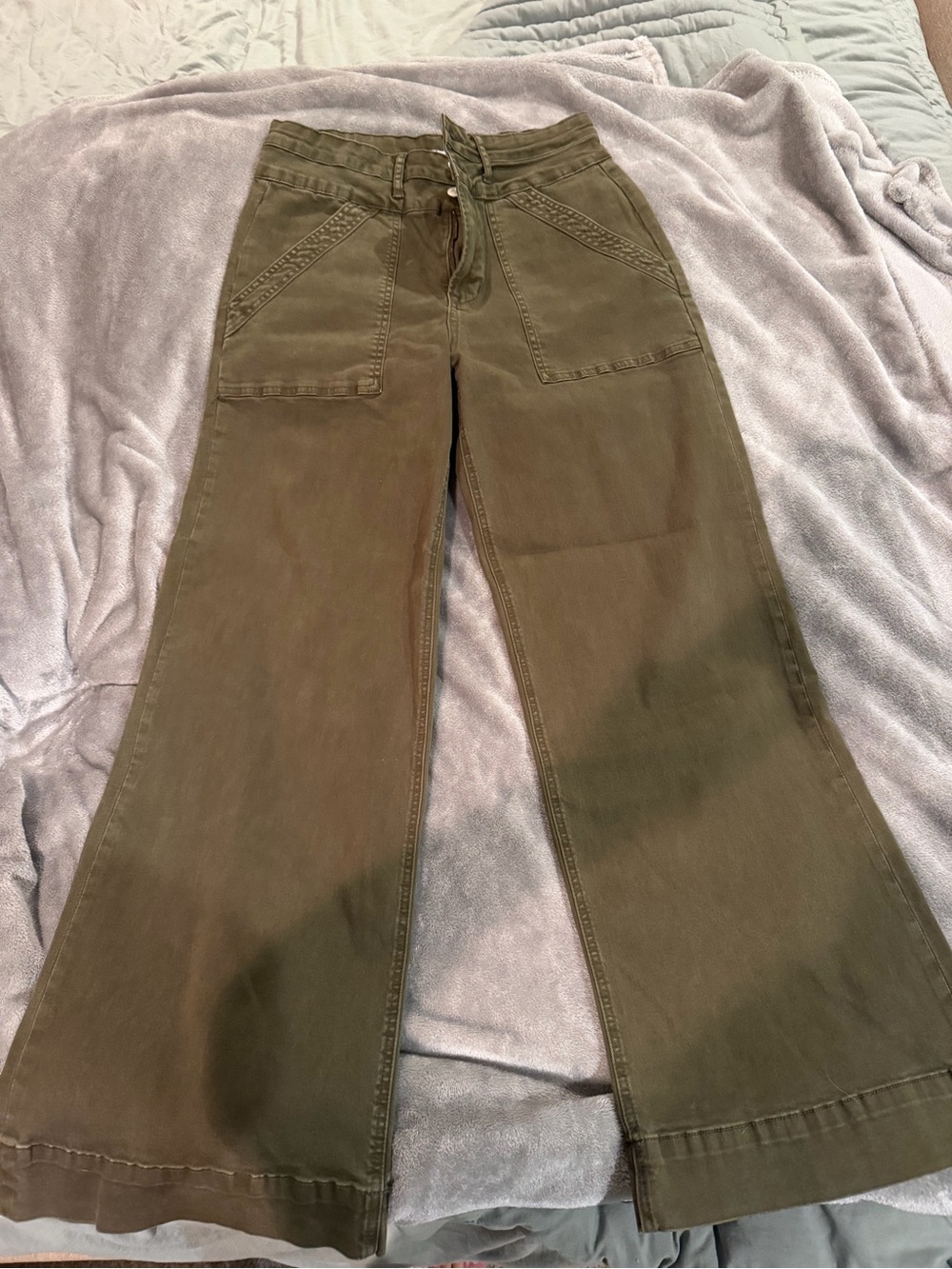 High-Rise Olive Wide Leg Jeans for Women